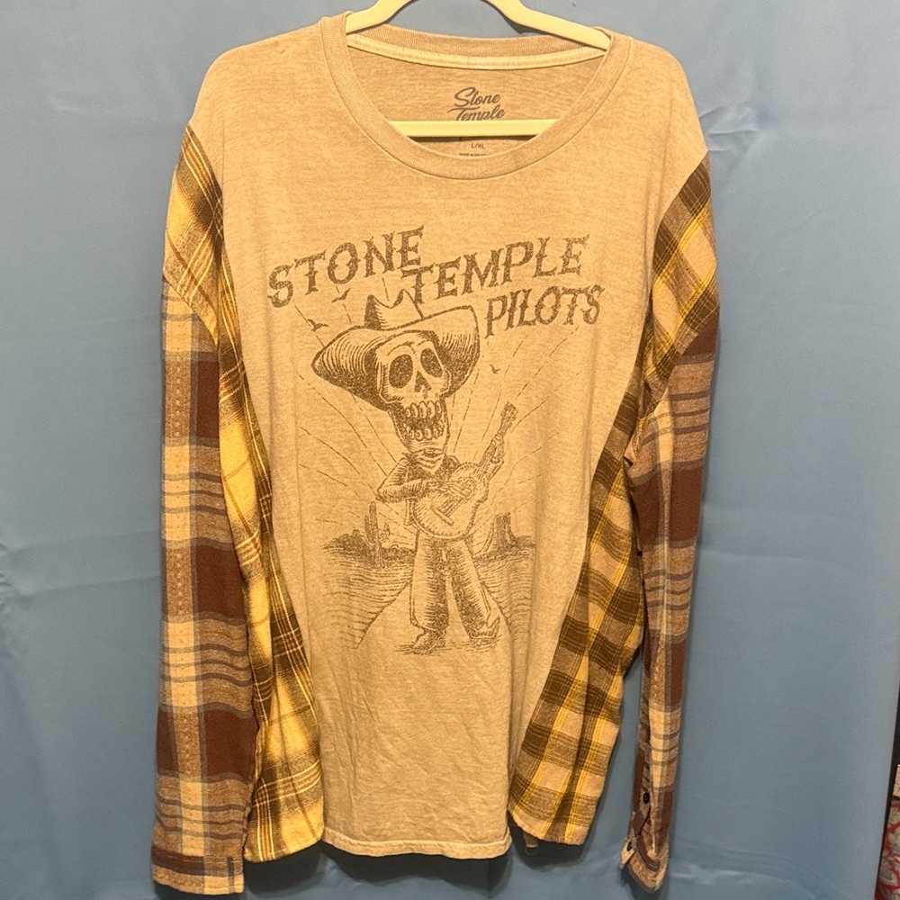 Stone Temple Pilots Graphic upcycled Long Sleeve Flannel size L/XL